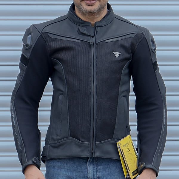 Shima Piston Leather Mesh Sports Jacket Actual Photo Front view