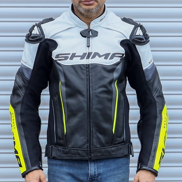 Shima Bandit Leather Sports Riding Jacket Fluo Actual Photo Front view
