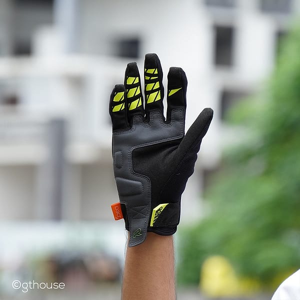 Racer Roca2 Riding Gloves Lime Actual Photo palm