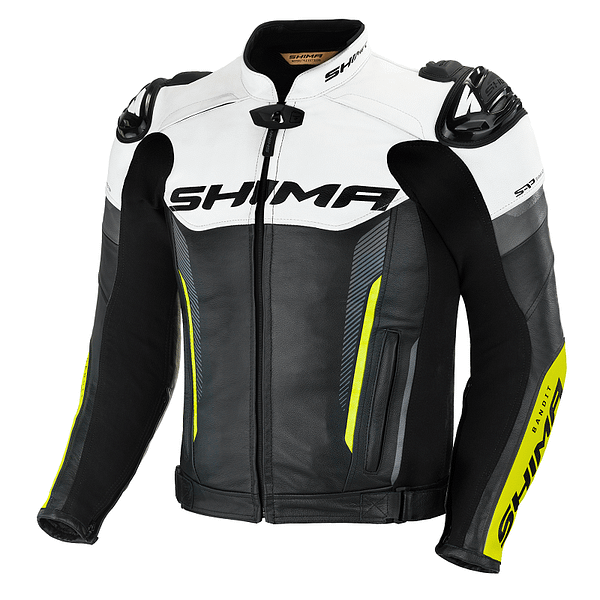 Shima Bandit Leather Sports Riding Jacket Fluo Front view